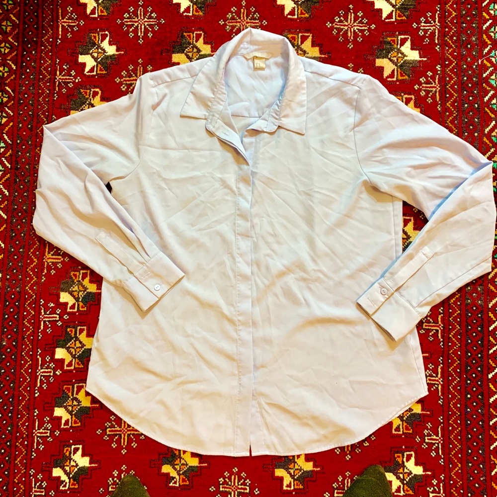 Pastel Blue Button Up Blouse Size 10